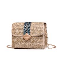 Women's Straw Solid Color Fashion Square Flip Cover Crossbody Bag Straw Bag Chain Bag main image 3