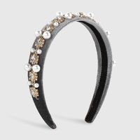 Glam Geometric Cloth Inlay Artificial Pearls Rhinestones Hair Band main image 3