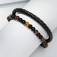 1 Piece Retro Gradient Color Tiger Eye Handmade Metal Button Men's Bracelets main image 2