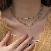Women's Cute Heart Artificial Crystal Necklace Beaded Necklaces sku image 2