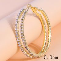 1 Pair Simple Style Circle Alloy Inlay Rhinestones Women's Hoop Earrings main image 2