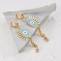 1 Pair Artistic Eye Butterfly Plating Inlay 304 Stainless Steel Resin Zircon 14K Gold Plated Drop Earrings main image 3