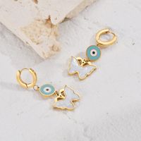 1 Pair Artistic Eye Butterfly Plating Inlay 304 Stainless Steel Resin Zircon 14K Gold Plated Drop Earrings main image 4