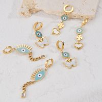 1 Pair Artistic Eye Butterfly Plating Inlay 304 Stainless Steel Resin Zircon 14K Gold Plated Drop Earrings main image 1