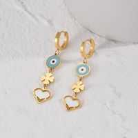 1 Pair Artistic Eye Butterfly Plating Inlay 304 Stainless Steel Resin Zircon 14K Gold Plated Drop Earrings main image 5