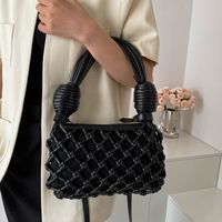 Women's Pu Leather Lingge Basic Pillow Shape Zipper Handbag main image 5