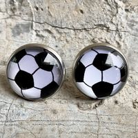 1 Pair Simple Style Football Stainless Steel Glass Women's Ear Studs main image 5