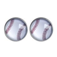 1 Pair Simple Style Football Stainless Steel Glass Women's Ear Studs main image 6