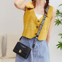 Women's Small Pu Leather Argyle Streetwear Metal Button Square Flip Cover Crossbody Bag main image 2