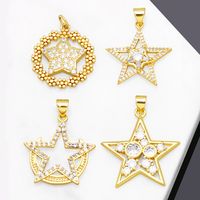 1 Piece Fashion Simple Style Pentagram Star Copper Plating Inlay Zircon 18k Gold Plated Pendants Jewelry Accessories main image 1