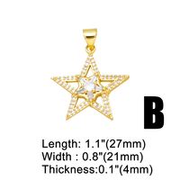 1 Piece Fashion Simple Style Pentagram Star Copper Plating Inlay Zircon 18k Gold Plated Pendants Jewelry Accessories main image 5
