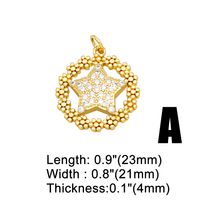 1 Stück Mode Einfacher Stil Pentagramm Stern Kupfer Überzug Inlay Zirkon 18 Karat Vergoldet Anhänger Schmuckzubehör sku image 1