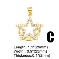 1 Piece Fashion Simple Style Pentagram Star Copper Plating Inlay Zircon 18k Gold Plated Pendants Jewelry Accessories main image 3