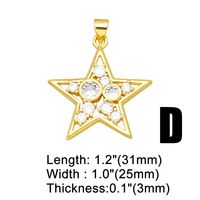 1 Piece Fashion Simple Style Pentagram Star Copper Plating Inlay Zircon 18k Gold Plated Pendants Jewelry Accessories main image 2