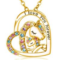1 Piece Fashion Heart Shape Alloy Inlay Rhinestones Girl's Pendant Necklace main image 5