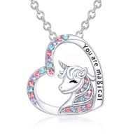 1 Piece Fashion Heart Shape Alloy Inlay Rhinestones Girl's Pendant Necklace sku image 5