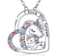 1 Piece Fashion Heart Shape Alloy Inlay Rhinestones Girl's Pendant Necklace sku image 3