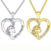 1 Piece Fashion Heart Shape Alloy Inlay Rhinestones Girl's Pendant Necklace main image 1