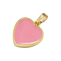 1 Piece Simple Style Heart Shape Brass Enamel Plating 18k Gold Plated Pendants sku image 2