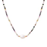 1 Piece Vacation Colorful Natural Stone Freshwater Pearl Titanium Steel Beaded Plating Necklace main image 3