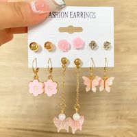 1 Set Elegant Heart Shape Flower Butterfly Alloy Plating Inlay Artificial Gemstones Women's Drop Earrings Ear Studs sku image 3