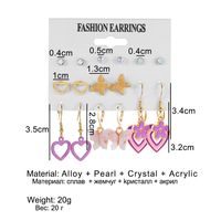 1 Set Elegant Heart Shape Flower Butterfly Alloy Plating Inlay Artificial Gemstones Women's Drop Earrings Ear Studs main image 2