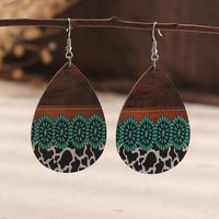 Wholesale Jewelry 1 Pair Bohemian Water Droplets Wood Drop Earrings sku image 3