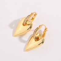 1 Piece Glam Heart Shape Copper Inlay Zircon 18k Gold Plated Drop Earrings sku image 2