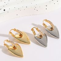1 Piece Glam Heart Shape Copper Inlay Zircon 18k Gold Plated Drop Earrings main image 1