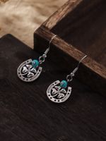 Wholesale Jewelry 1 Pair Retro Ethnic Style Four Leaf Clover Alloy Turquoise Drop Earrings main image 3