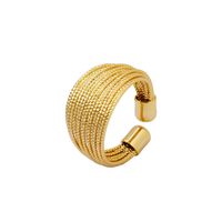 French Style C Shape Titanium Steel Layered Plating 18k Gold Plated Rings main image 3