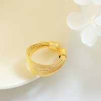 French Style C Shape Titanium Steel Layered Plating 18k Gold Plated Rings main image 1
