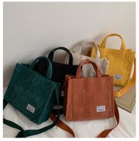 Women's Medium Summer Corduroy Solid Color Basic Square Magnetic Buckle Handbag main image 6