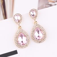 1 Pair Elegant Water Droplets Alloy Inlay Artificial Gemstones Women's Drop Earrings main image 4