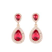 1 Pair Elegant Water Droplets Alloy Inlay Artificial Gemstones Women's Drop Earrings main image 5