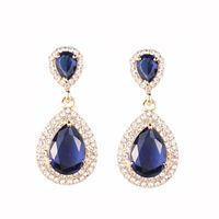 1 Pair Elegant Water Droplets Alloy Inlay Artificial Gemstones Women's Drop Earrings sku image 10