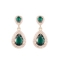 1 Pair Elegant Water Droplets Alloy Inlay Artificial Gemstones Women's Drop Earrings sku image 13