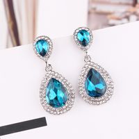 1 Pair Elegant Water Droplets Alloy Inlay Artificial Gemstones Women's Drop Earrings main image 3