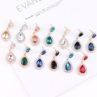 1 Pair Elegant Water Droplets Alloy Inlay Artificial Gemstones Women's Drop Earrings main image 1