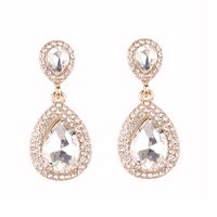 1 Pair Elegant Water Droplets Alloy Inlay Artificial Gemstones Women's Drop Earrings sku image 11
