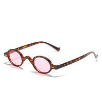 Retro Color Block Leopard Ac Round Frame Full Frame Women's Sunglasses sku image 7