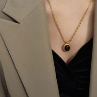 1 Stück Französische Art Oval Titan Stahl Überzug Inlay Künstliche Perlen Glasstein Halskette Mit Anhänger main image 6