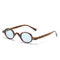 Retro Color Block Leopard Ac Round Frame Full Frame Women's Sunglasses sku image 1