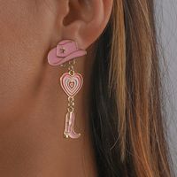 1 Paire Style Simple Forme De Cœur Alliage Émail Femmes Boucles D'oreilles main image 2