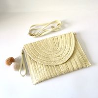 Beige Brown Straw Stripe Solid Color Square Evening Bags main image 5