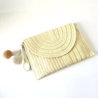 Beige Brown Straw Stripe Solid Color Square Evening Bags sku image 1