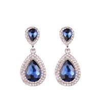 1 Pair Elegant Water Droplets Alloy Inlay Artificial Gemstones Women's Drop Earrings sku image 6