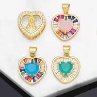 1 Piece Classic Style Heart Shape Copper Inlay Zircon 18k Gold Plated Pendants Jewelry Accessories main image 2