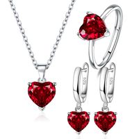 1 Pièce 1 Paire Style Simple Forme De Cœur Le Cuivre Incruster Zircon Anneaux Des Boucles D'oreilles Collier main image 1