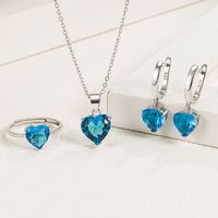 1 Piece 1 Pair Simple Style Heart Shape Copper Inlay Zircon Rings Earrings Necklace main image 3